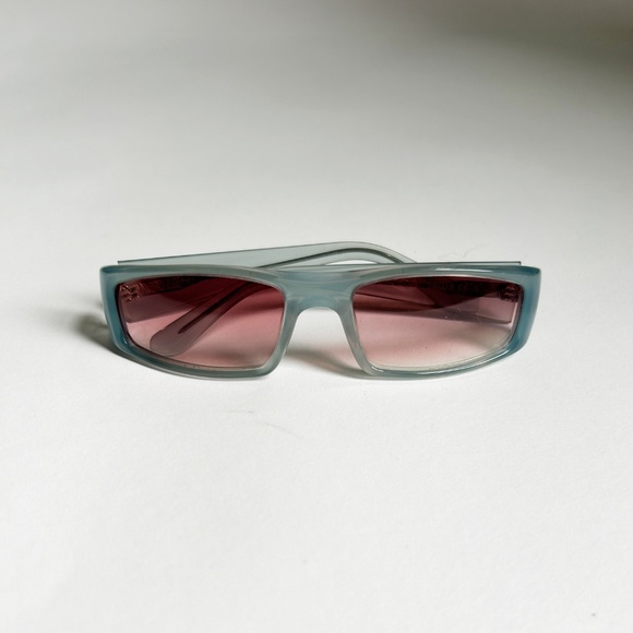 Chimi Jet Sunglasses in Soft Blue Rectangular Shape with purple / pink lens main image 2